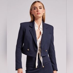 Generation Love Navy Pinstripe Nicolette Cropped Blazer